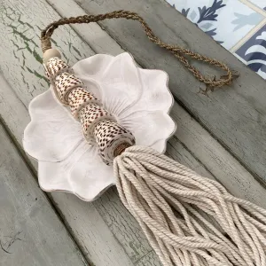 Decorative Macramé Natural Shell Garland Tassel -  Cotton Curtain Tieback Wall Hanging 35cm