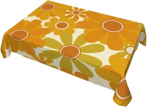 Decorative Rectangle Table Cloths Orange Floral,Retro Sunflower Tablecloth Table Cover for Dining/BBQ/Picnic/Coffee Table 52 X 70 Inches