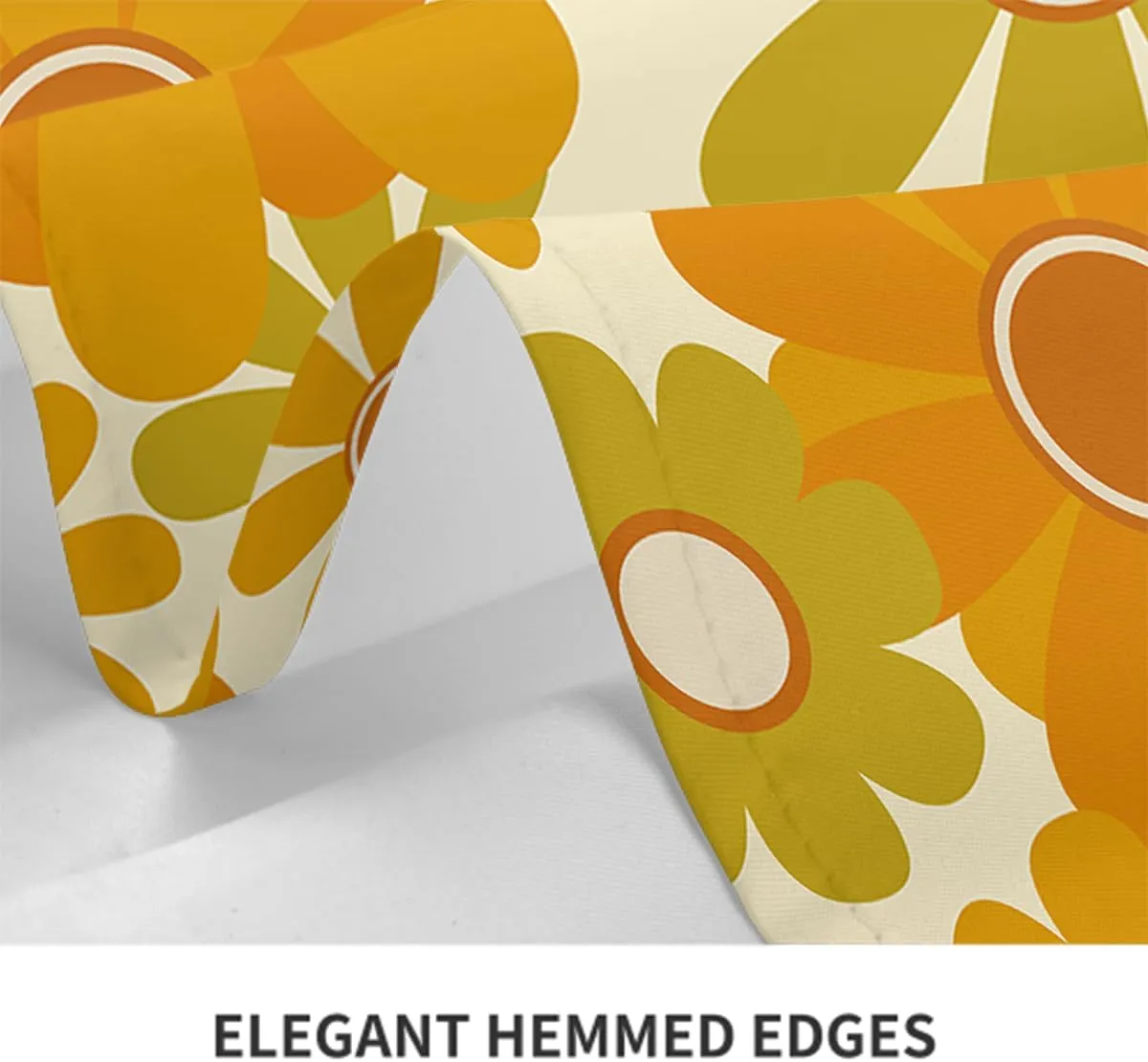 Decorative Rectangle Table Cloths Orange Floral,Retro Sunflower Tablecloth Table Cover for Dining/BBQ/Picnic/Coffee Table 52 X 70 Inches