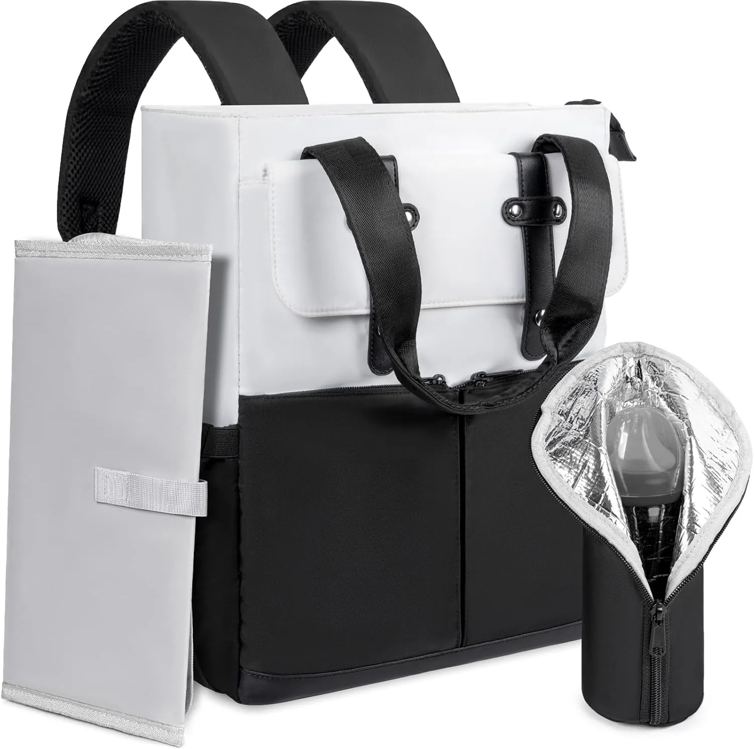 Diaper Bag Backpack, Large Baby Diaper Bag with Changing Pad and Insulated Baby Bottle Bag, Water-resistant Baby Boy Girl Dipper Tote Bag for Mom Dad,Multipurpose Travel Backpack for Newborn