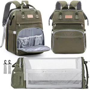 Diaper Bag Backpack, Large Capacity Multifunction Baby Bag with Changing Pad for Boy Girl, Travel for Moms Dads, Baby Registry Search Shower Gifts Waterproof and Stylish ArmyGreen