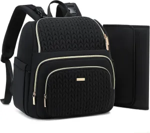 Diaper Bag Backpack - Lightweight & Stylish, Boys, Girls & Baby Travel Essentials Tote with Changing Pad, Insulated Pocket, Stroller Strap - Baby Diaper Backpack for Mom, Maternity (Black)