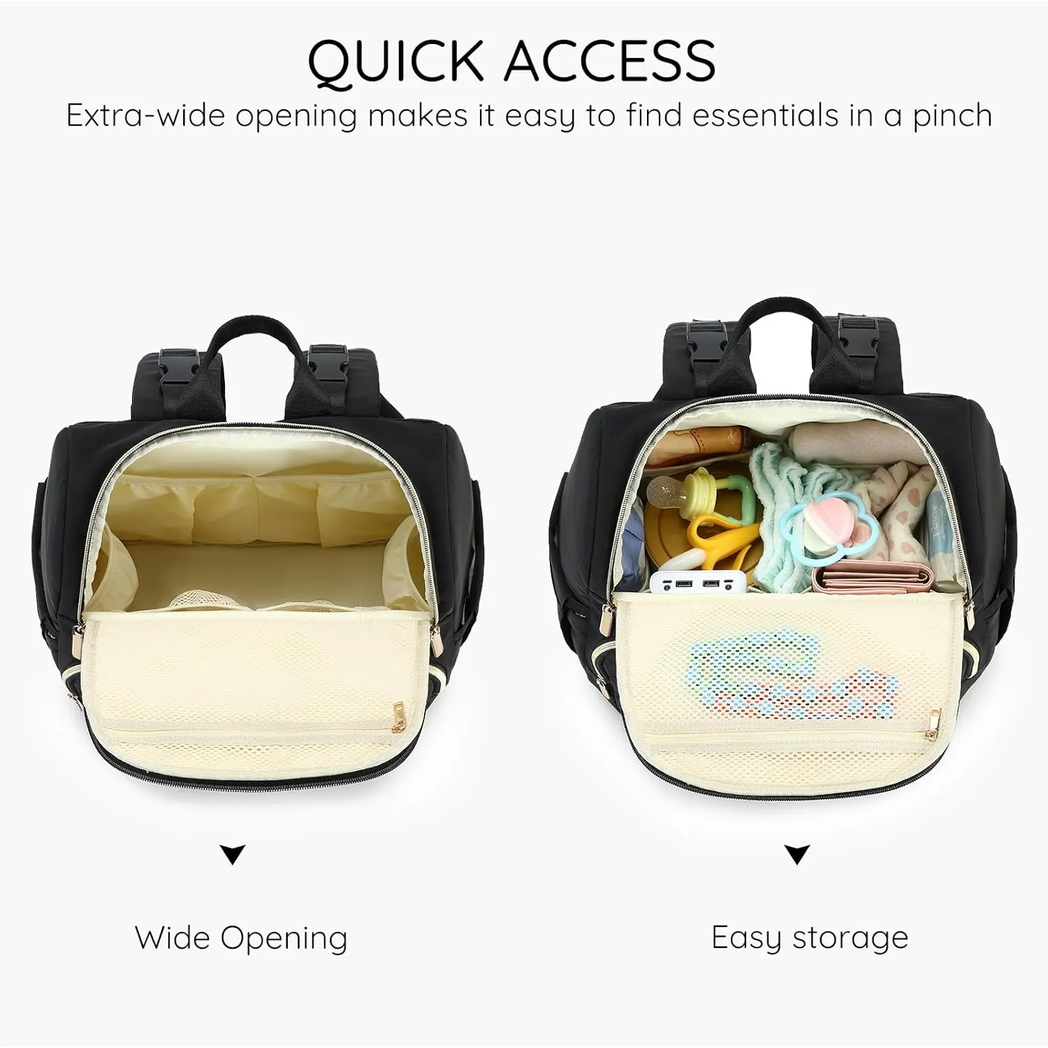 Diaper Bag Backpack - Lightweight & Stylish, Boys, Girls & Baby Travel Essentials Tote with Changing Pad, Insulated Pocket, Stroller Strap - Baby Diaper Backpack for Mom, Maternity (Black)