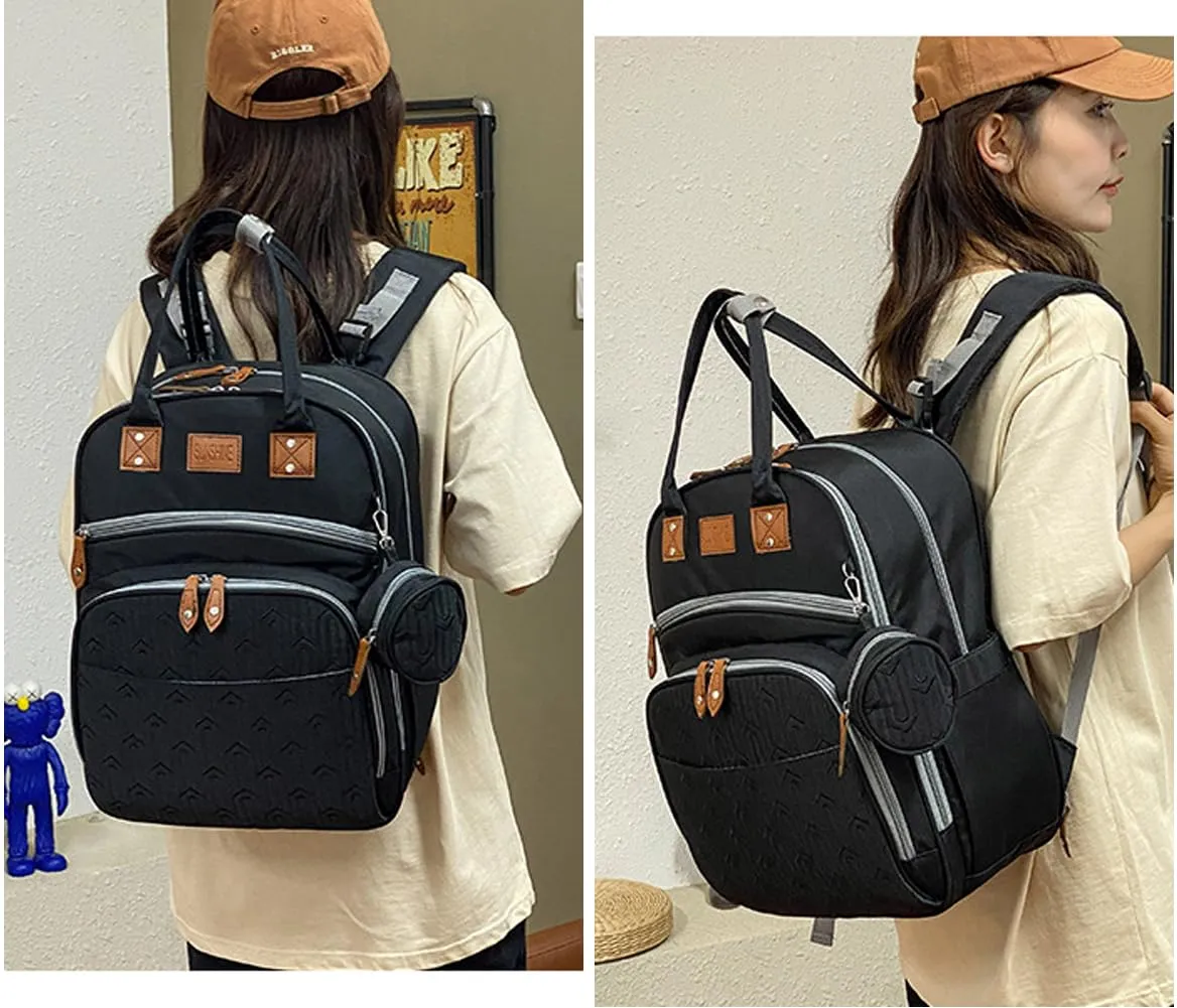 Diaper Bag Backpack, Multifunction Travel Back Pack Maternity Baby Nappy Bag Anti-Water Changing Bags Baby Bag Large Capacity Stylish (Black)
