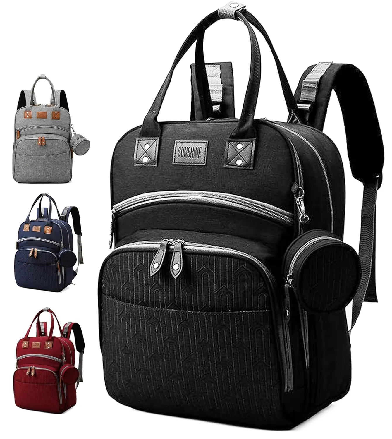 Diaper Bag Backpack, Multifunction Travel Back Pack Maternity Baby Nappy Bag Anti-Water Changing Bags Baby Bag Large Capacity Stylish (Black)