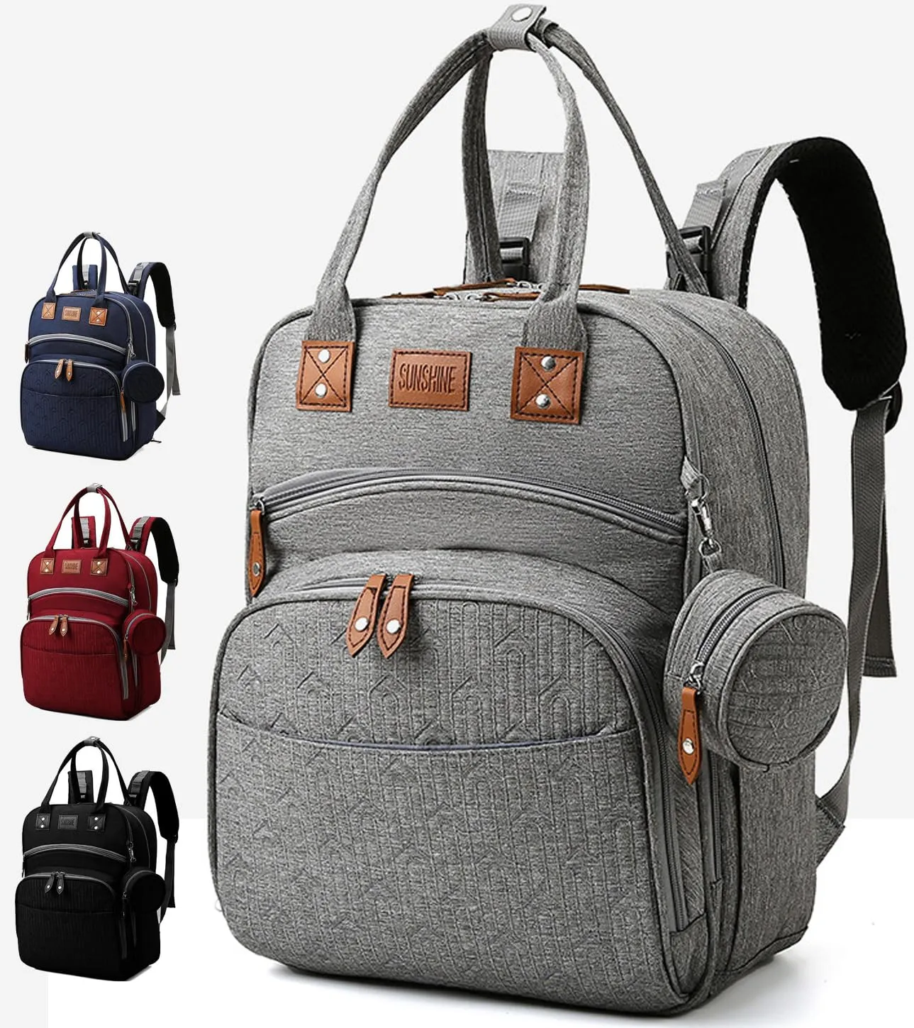 Diaper Bag Backpack, Multifunction Travel Back Pack Maternity Baby Nappy Bag Anti-Water Changing Bags Baby Bag Large Capacity Stylish (Grey)