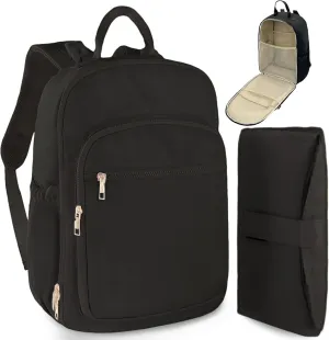 Diaper Bag Backpack Small Diaper Baby Bag for Travel, Mini Lightweight Diaper Backpack with Changing Pad Insulated Pockets (Black)