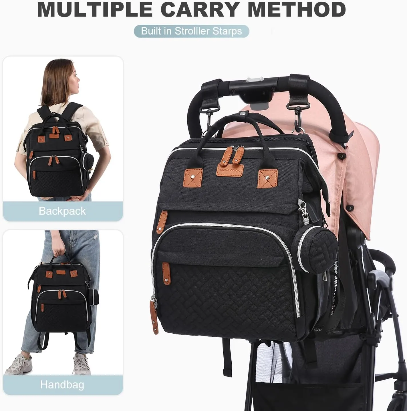 Diaper Bag Backpack with Changing Station, Spacious Durable Baby Travel Bag for Moms & Dads, with USB Port & Insulated Pockets, Large Capacity, Stylish for boys girls, Essential Newborn Gear