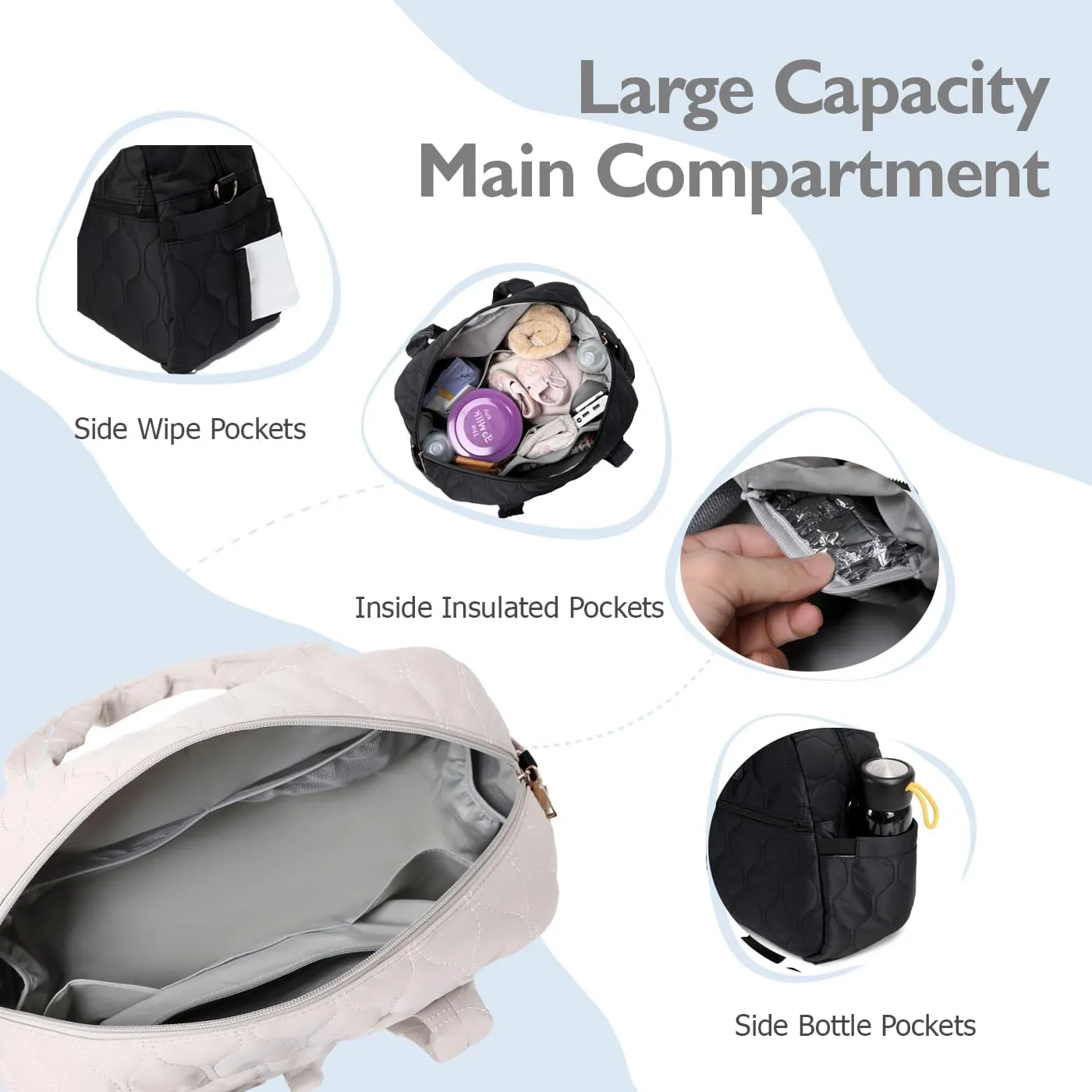 Diaper Bag Tote, 12 Pockets, Insulated & Waterproof Pockets Fit for 15.6 inches Laptop