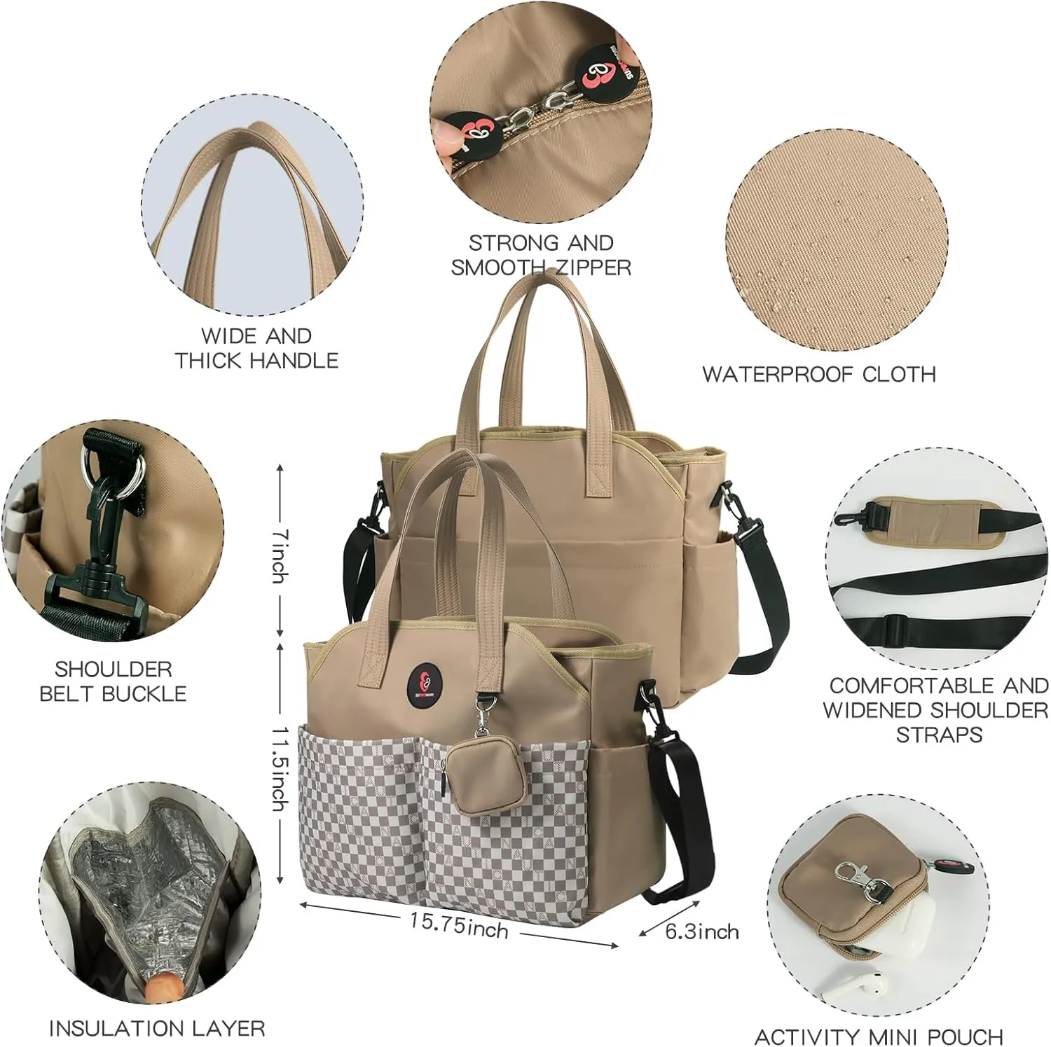 Diaper Bag Tote: Large Tote Baby Bag Boy Diaper Bag Stylish Girl Diaper Bag,Shoulder Mommy Bag