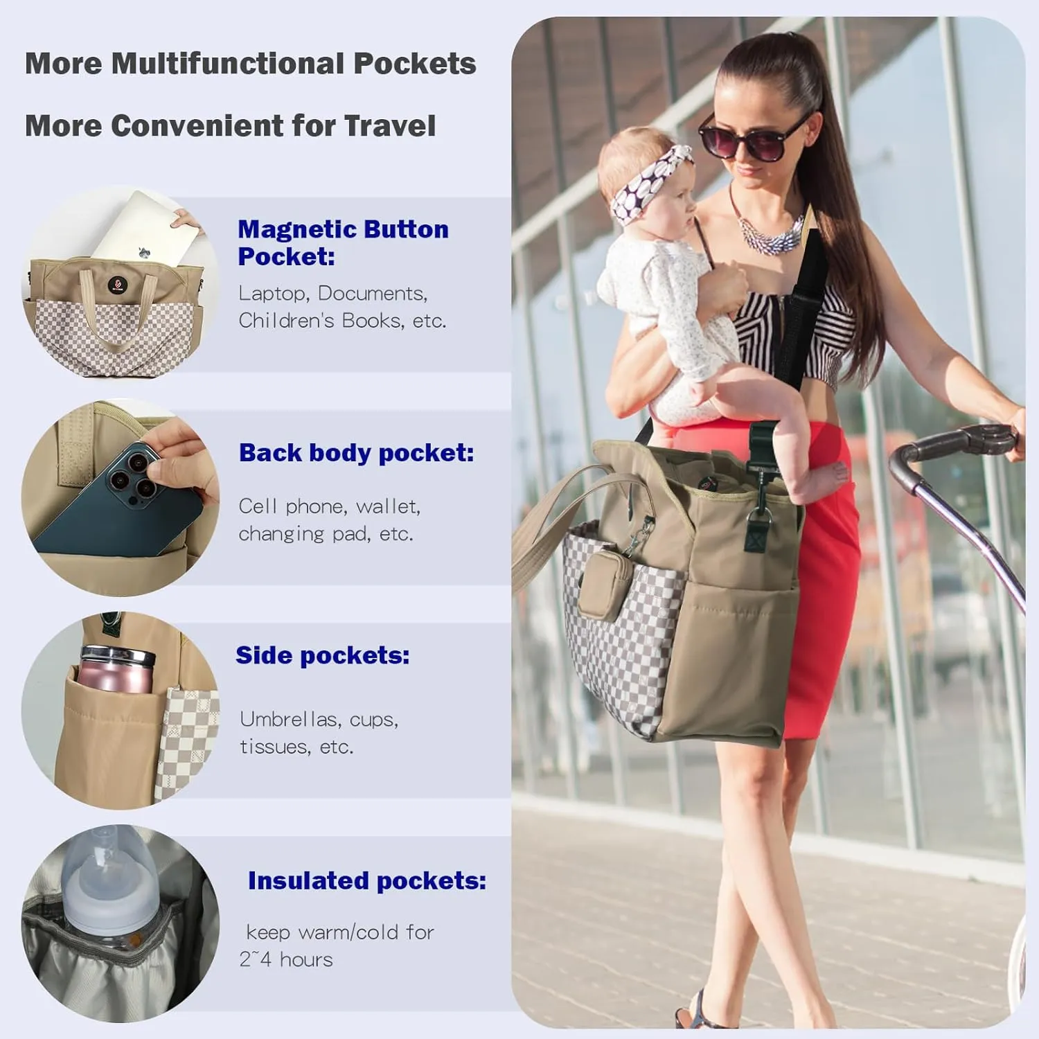 Diaper Bag Tote: Large Tote Baby Bag Boy Diaper Bag Stylish Girl Diaper Bag,Shoulder Mommy Bag