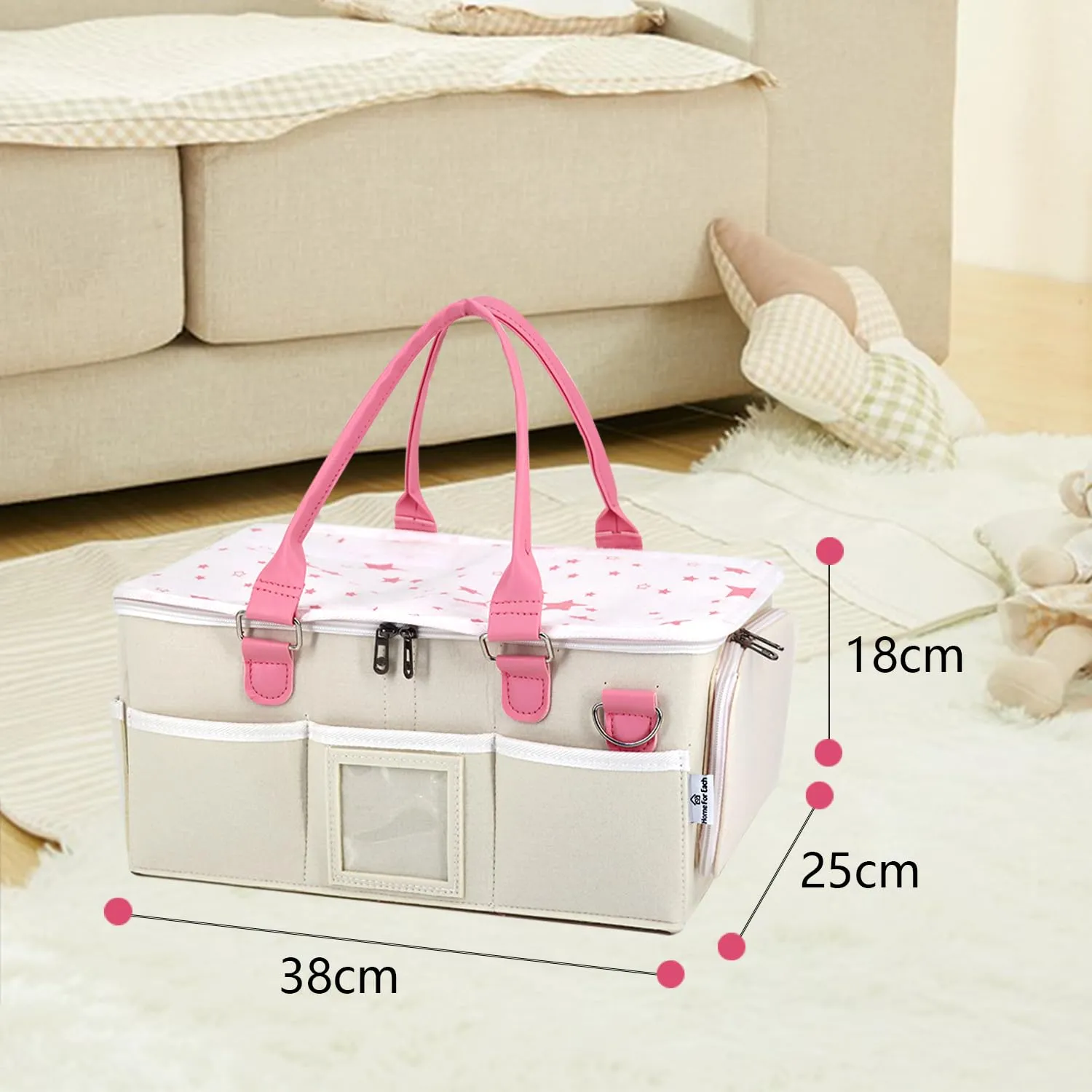 Diaper Caddy Organizer with Lid, Baby Travel Essential, Newborn Essentials Must Haves, Car Diaper Caddy, Baby Shower Gifts for Girls and Boys, Baby Bag and Baby Stuff