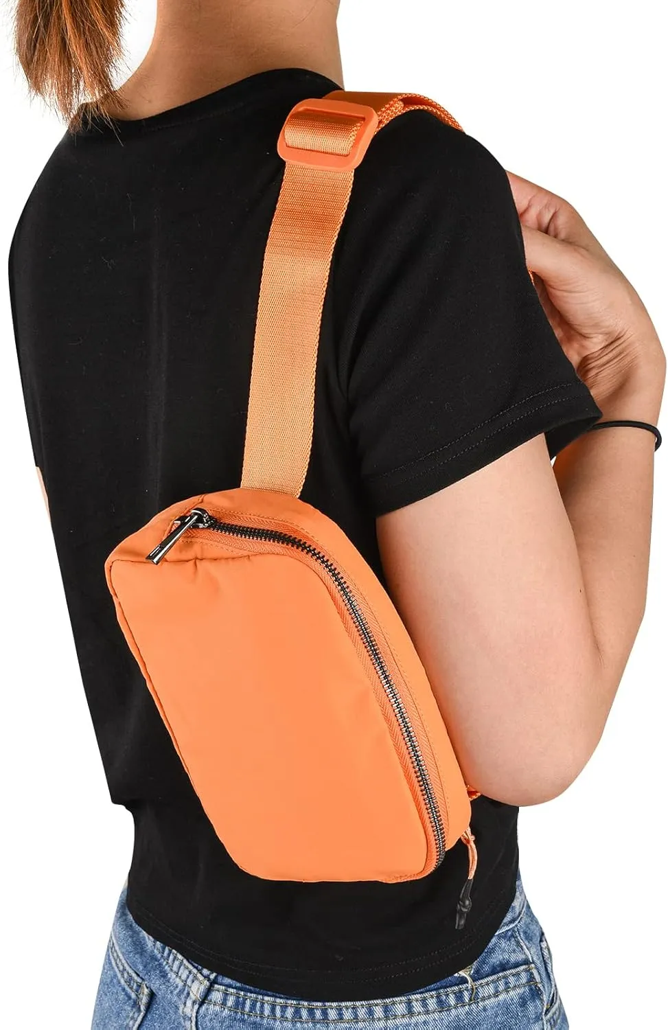 Didida Orange Mini Belt Bag, Fashion Waist Packs Unisex Fanny Packs for Women Men crossbody with Adjustable Strap for Outdoors Workout Travel Casual Running Hiking Cycling