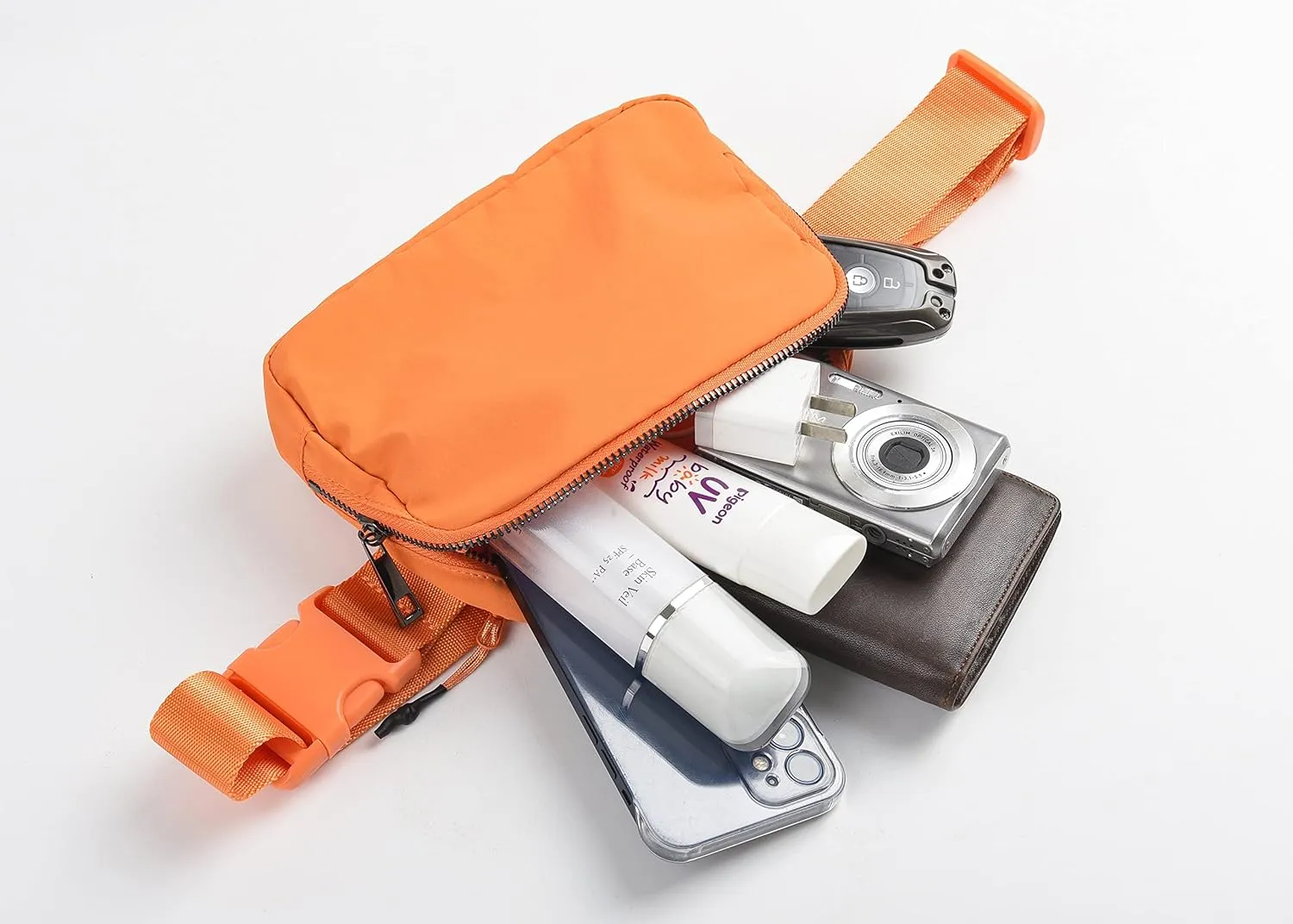 Didida Orange Mini Belt Bag, Fashion Waist Packs Unisex Fanny Packs for Women Men crossbody with Adjustable Strap for Outdoors Workout Travel Casual Running Hiking Cycling