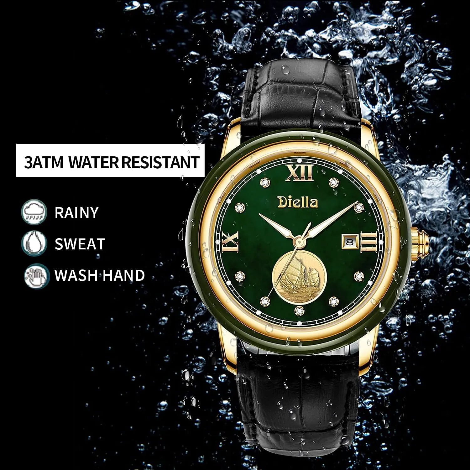 Diella Luxury Watches for Men and Women with Japanese Quartz Movement,Date Luminous, Waterproof