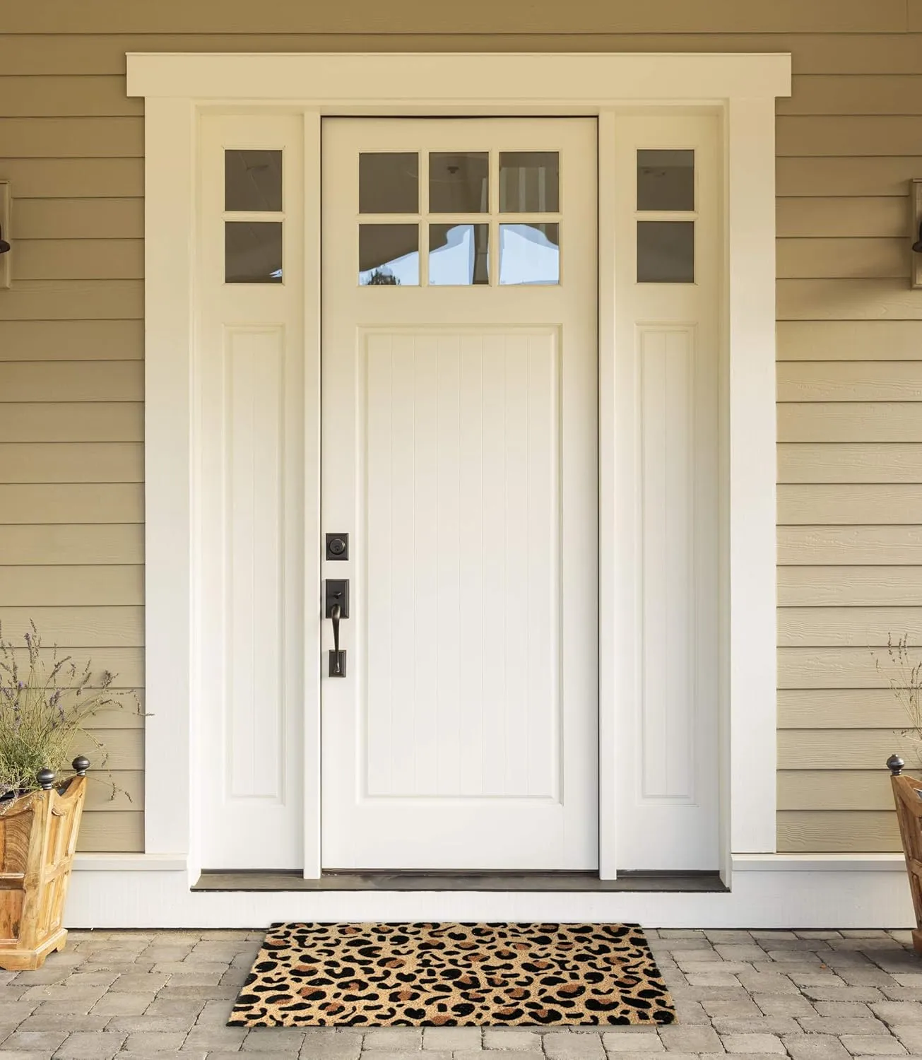 DII Colorful Design Natural Coir Doormat, 18x30, Leopard Spots