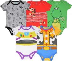 Disney Mickey Mouse Lion King Winnie the Pooh Pixar Toy Story Finding Nemo Baby 5 Pack Bodysuits Newborn to Infant