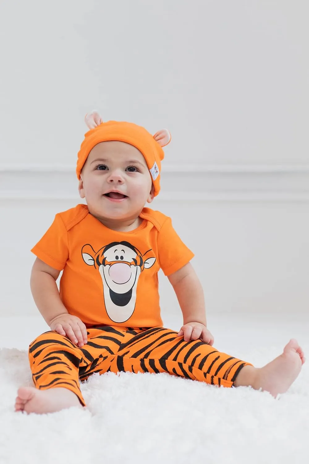 Disney Mickey Mouse Minnie Mouse Lion King Winnie The Pooh Baby Bodysuit Pants and Hat 3 Piece Outfit Set Newborn to Infant