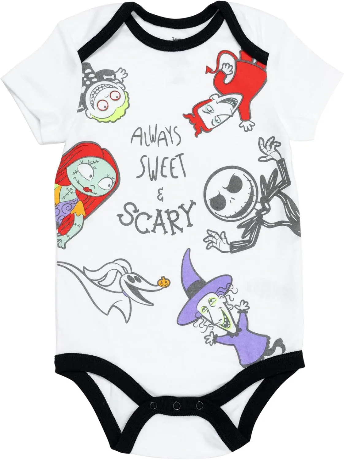 Disney Nightmare Before Christmas Sally Jack Skellington Baby Girls 5 Pack Bodysuits Newborn to Infant
