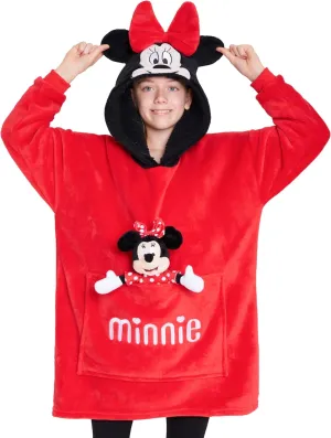 Disney Stitch Fleece Hoodie Blanket with Plush Toy for Teenagers Eeyore Angel Minnie Mouse Kids Oversized Hoodie