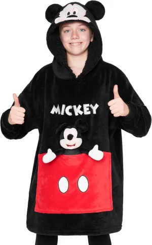 Disney Stitch Fleece Hoodie Blanket with Plush Toy for Teenagers Eeyore Angel Minnie Mouse Kids Oversized Hoodie