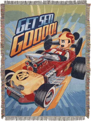 Disney's Mickey and the Roadster Racers, "Get Set Go" Woven Tapestry Throw Blanket, 48" x 60", Multi Color