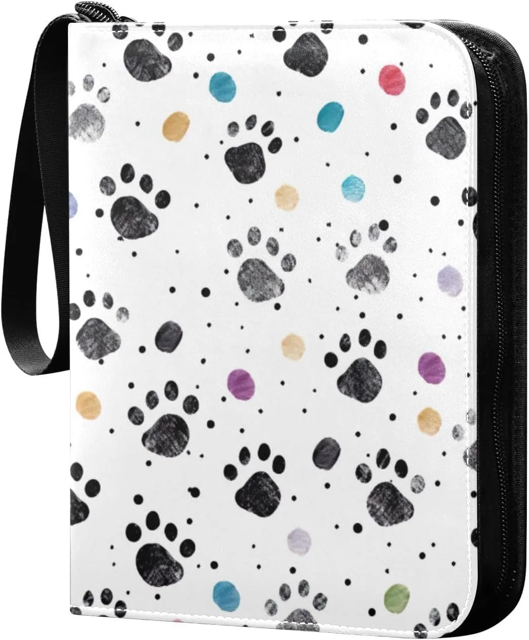 Dog Paw Colorful Card Binder 4-Pockets, 400 Pockets Card Holder with 50 Removable Sleeves, Trading Card Collector Zipper Album Holder, Collector Album