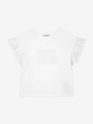 Dolce & Gabbana Girls Broderie Anglaise Top in White