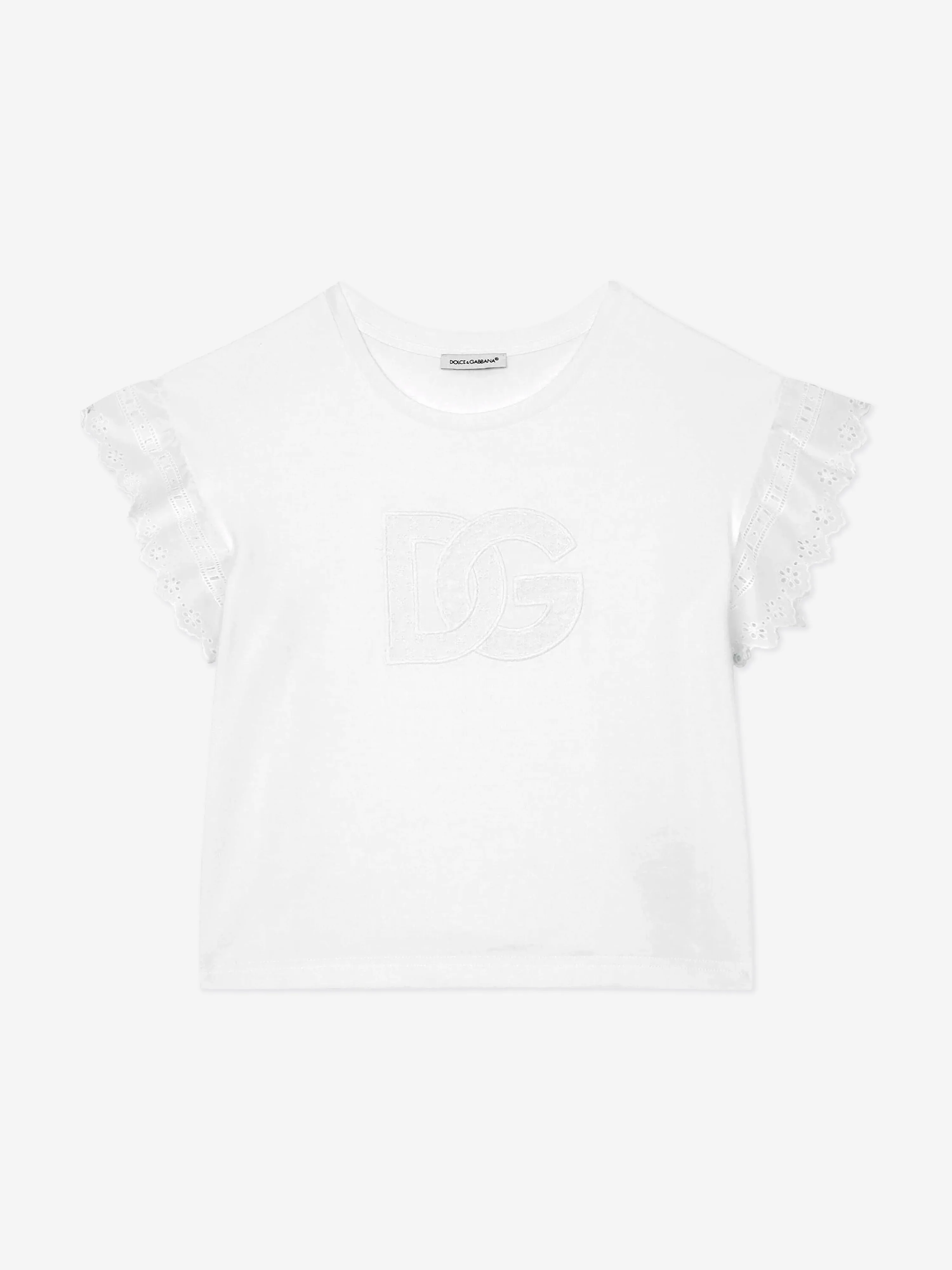 Dolce & Gabbana Girls Broderie Anglaise Top in White