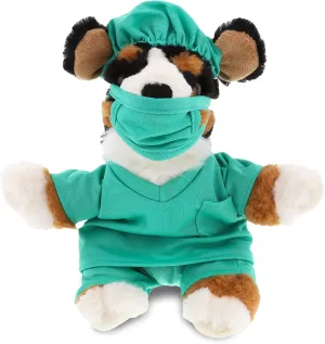 DolliBu Bernese Dog Doctor Plush Toy - Super Soft Bernese Dog Doctor Stuffed Animal Dress Up with Cute Scrub Uniform & Cap Outfit - Gift with Personalization - 8 Inch