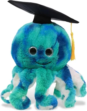 DolliBu Blue Tie-Dye Octopus Graduation Plush Toy - Super Soft Octopus Graduation Stuffed Animal Dress Up with Graduation Cap with Tassel - Reward Celebration Grad Gift - 10 Inch