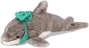 DolliBu Grey Dolphin Doctor Plush Toy - Super Soft Dolphin Doctor Stuffed Animal Dress Up with Cute Scrub Cap and Face Mask Outfit - Gift with Personalization - 12.5 Inches