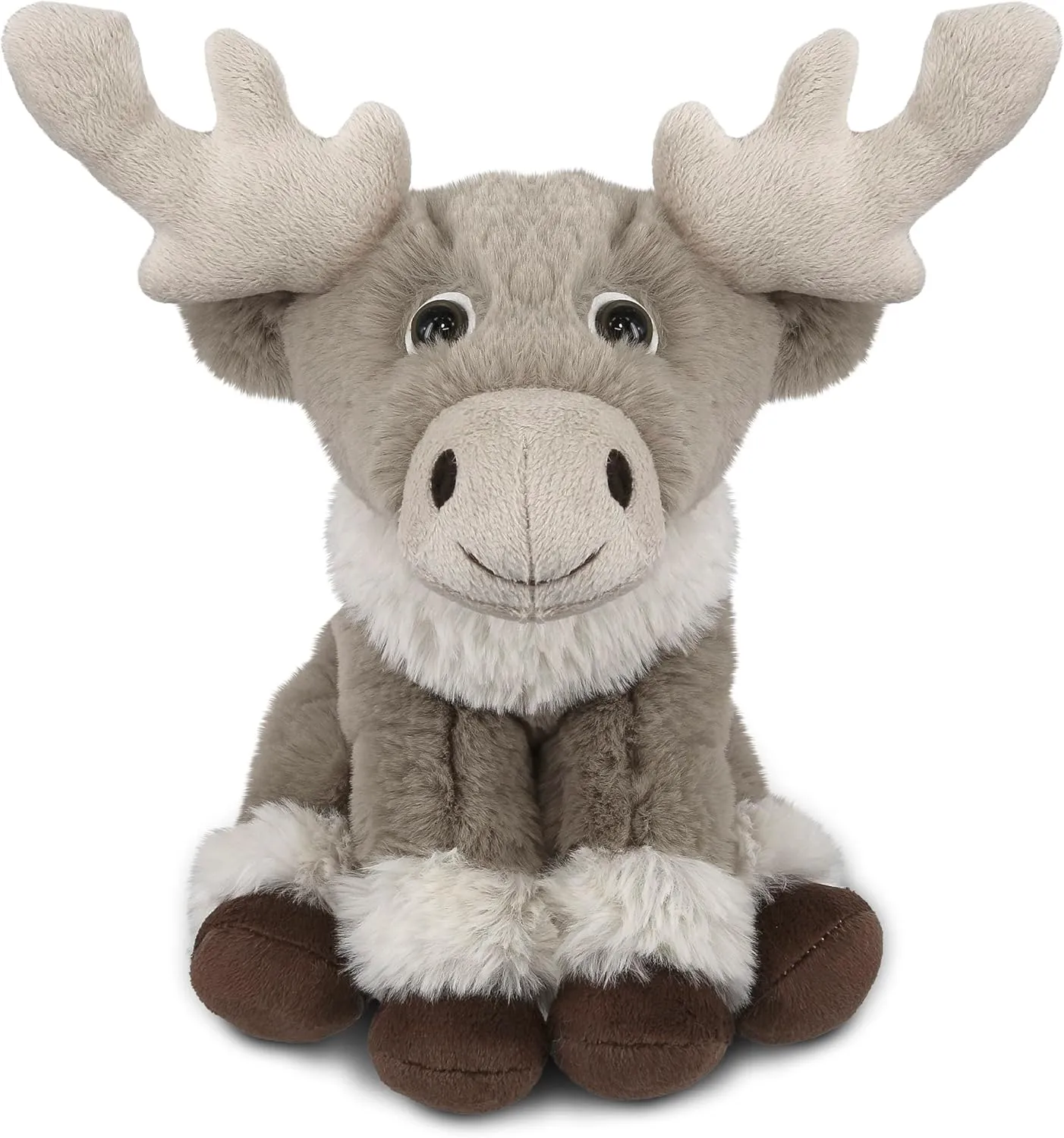 DolliBu Plush Reindeer Stuffed Animal - Soft Huggable Squat Reindeer, Adorable Playtime Deer Plush Toy, Cute Wild Life Cuddle Gifts for Kids and Adults - 8.5 Inch