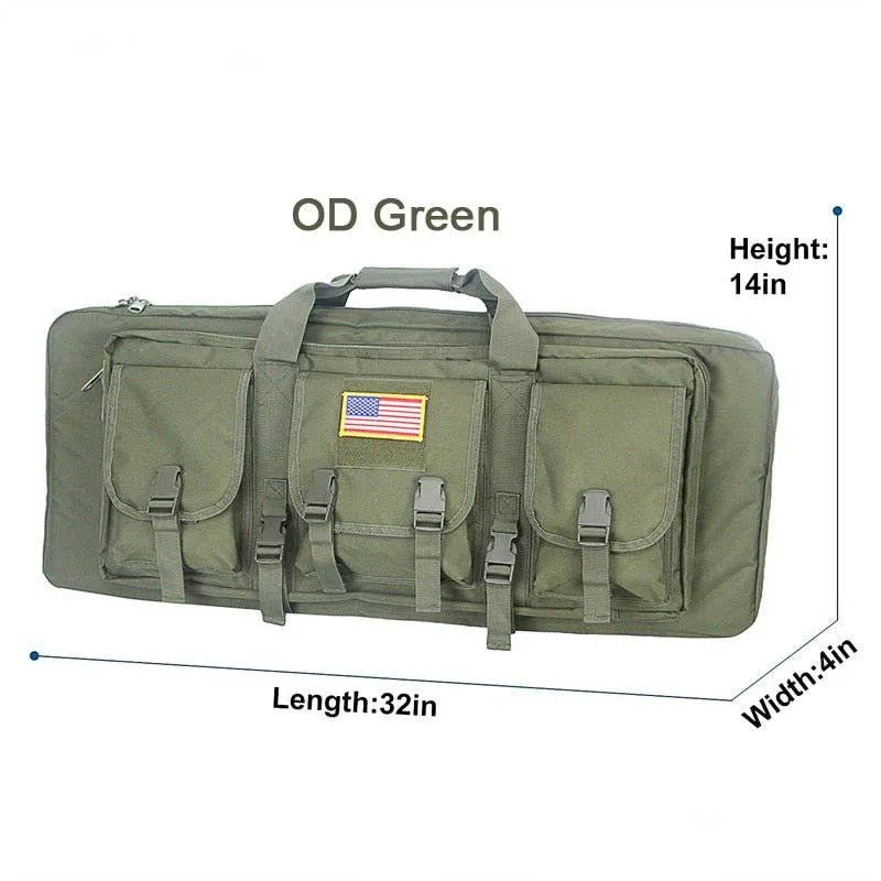 Double Rifle Case Long Rifle Classic Tactical Gun Bag Waterproof Padded, 32-Inch