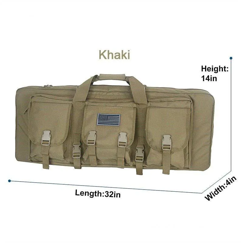 Double Rifle Case Long Rifle Classic Tactical Gun Bag Waterproof Padded, 32-Inch