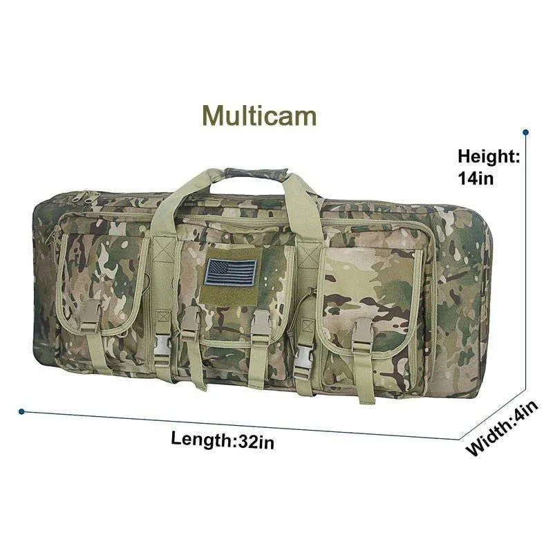 Double Rifle Case Long Rifle Classic Tactical Gun Bag Waterproof Padded, 32-Inch