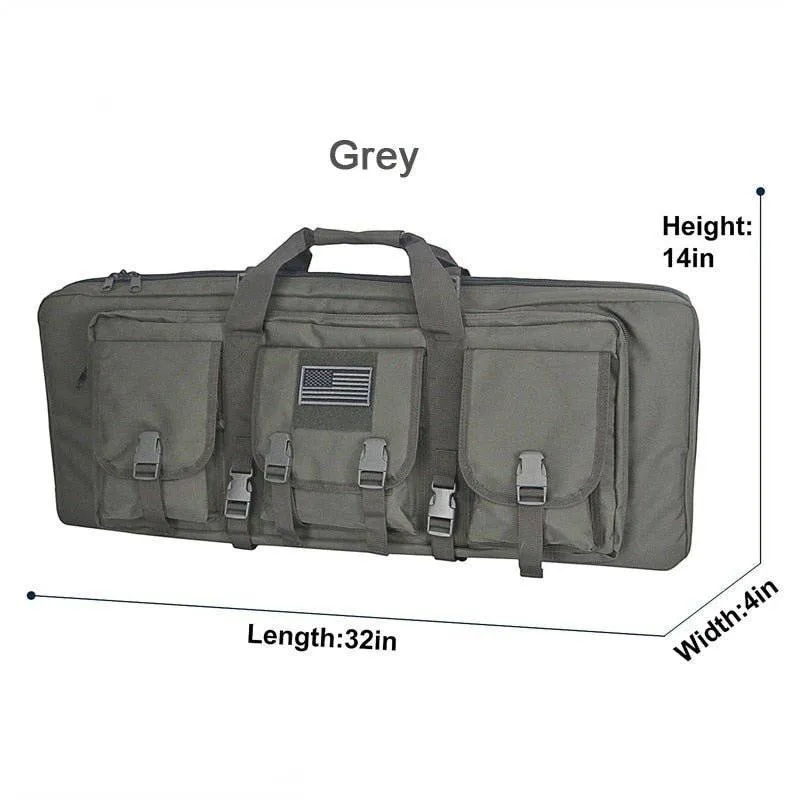 Double Rifle Case Long Rifle Classic Tactical Gun Bag Waterproof Padded, 32-Inch
