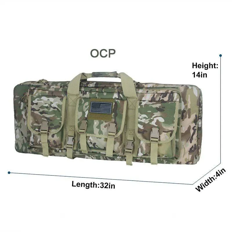 Double Rifle Case Long Rifle Classic Tactical Gun Bag Waterproof Padded, 32-Inch