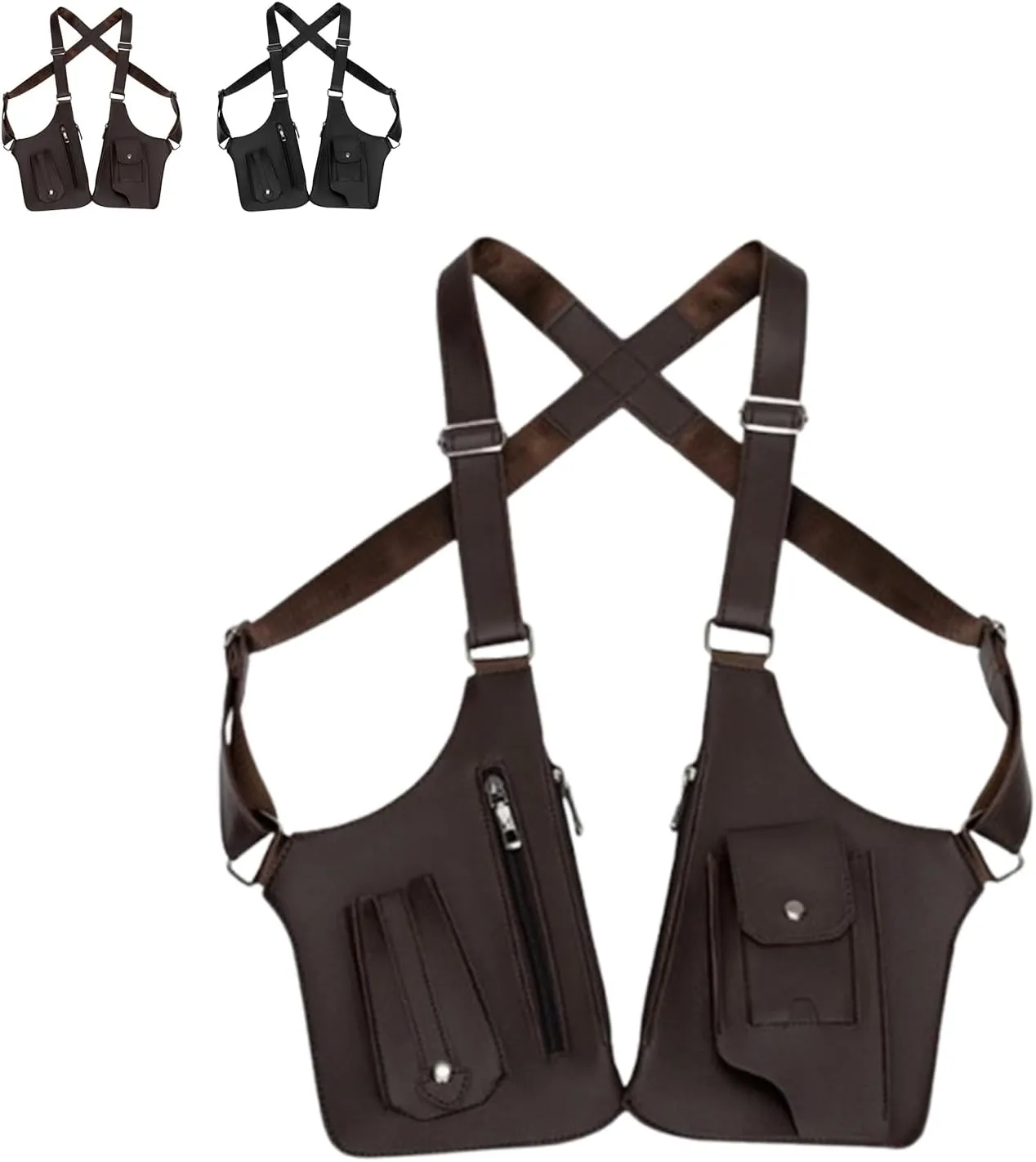 Double Shoulder Armpit Bag, Double Shoulder Strap Multi-pocket Outdoor Anti-Theft Tactical Bag