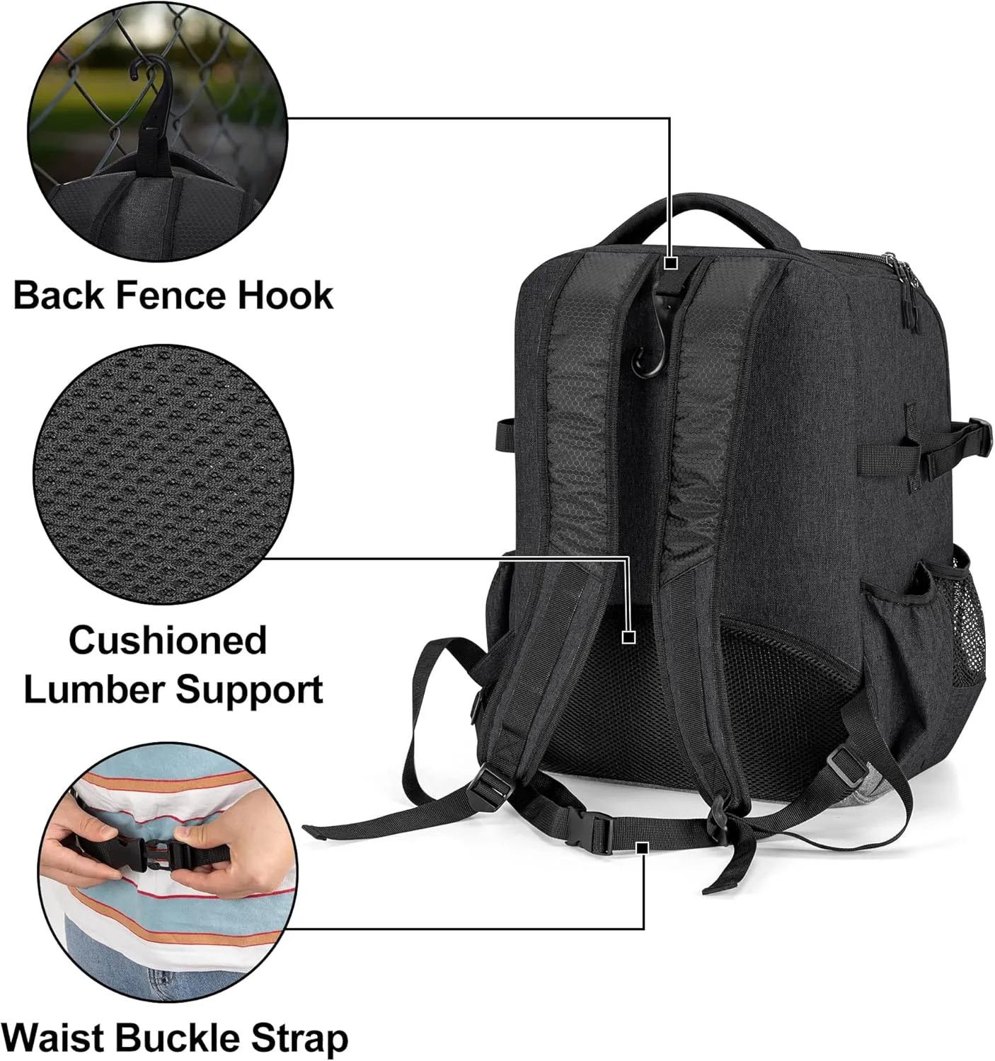 DSLEAF Baseball Backpack for 4 Bats, Softball Bag with External Helmet Holder and Separate Shoe Space Up to US Mens 13