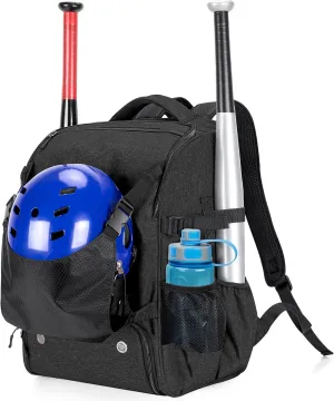 DSLEAF Baseball Backpack for 4 Bats, Softball Bag with External Helmet Holder and Separate Shoe Space Up to US Mens 13