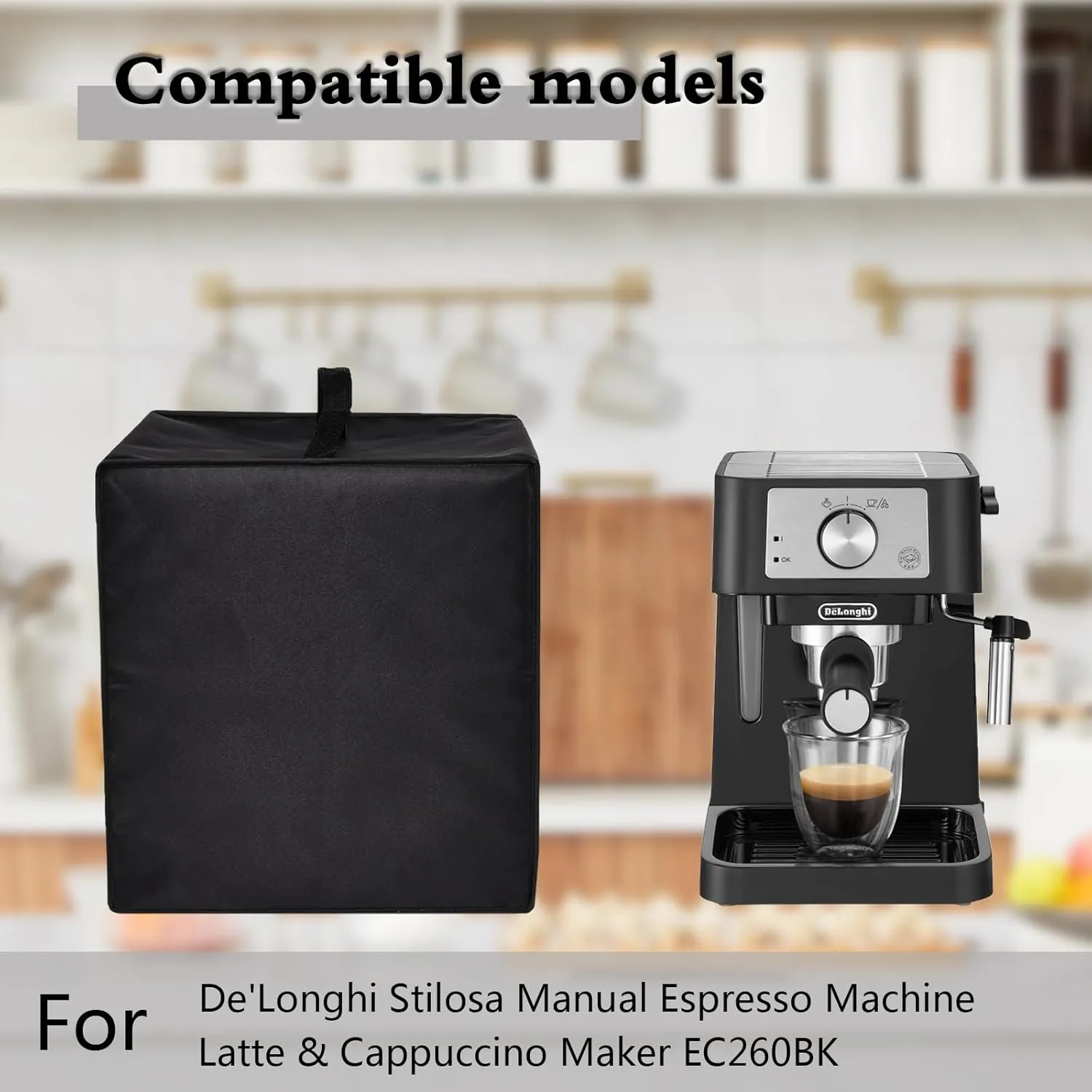 Dust Cover for De'Longhi Espresso Machine, Heavy Duty Heat-Resistant Waterproof Nylon Fabric Dust Protective Coffee Maker Cover Compatible with De'Longhi Stilosa Manual Espresso Machine EC260BK