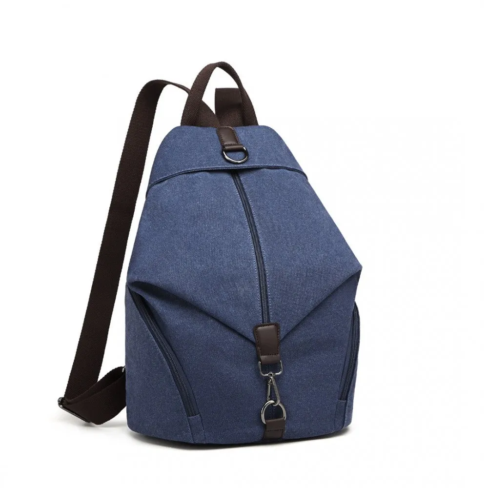 Eb2044 - Kono Fashion Anti-theft Canvas Backpack - Navy