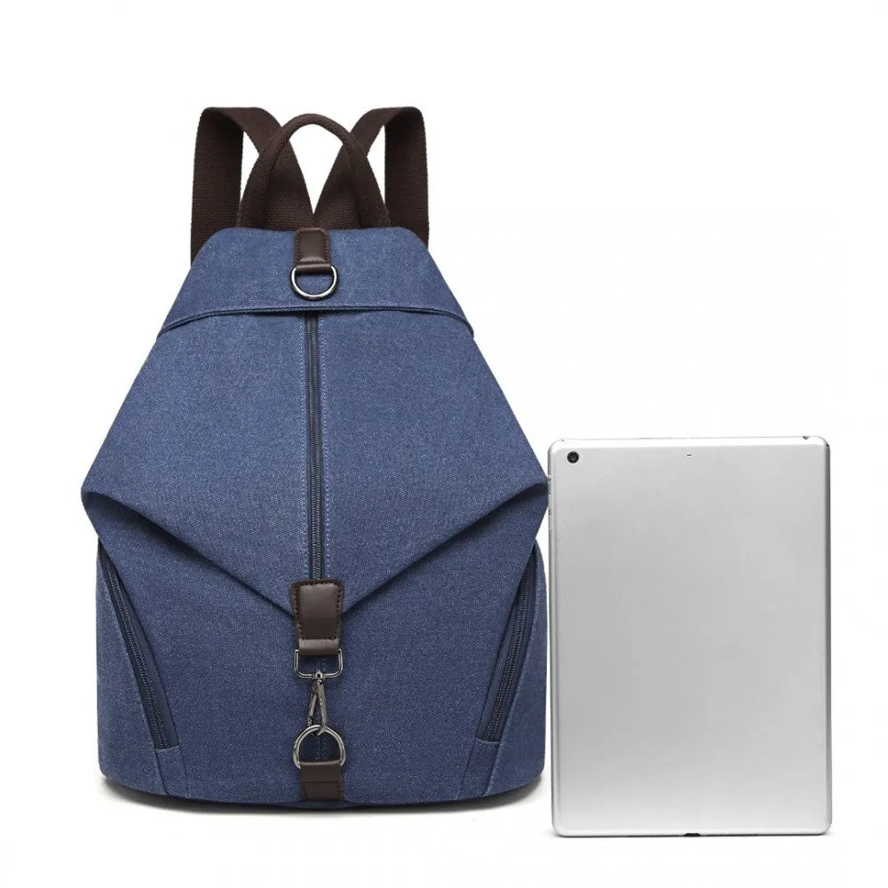 Eb2044 - Kono Fashion Anti-theft Canvas Backpack - Navy
