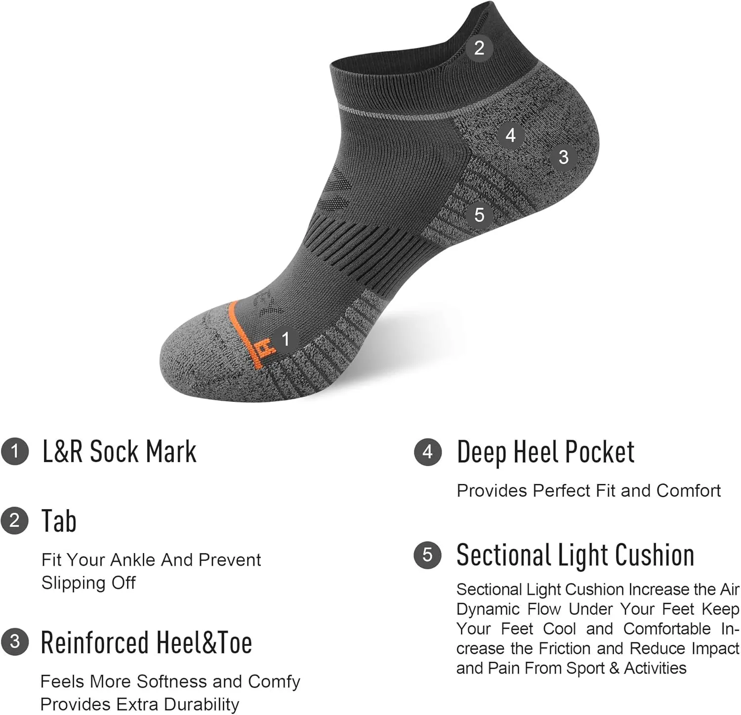 ECOEY 4 Pairs Ankle Running Socks for Men & Women, Coolmax & Nylon Blend, Cushioned & Lightweight Athletic Socks