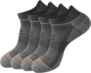 ECOEY 4 Pairs Ankle Running Socks for Men & Women, Coolmax & Nylon Blend, Cushioned & Lightweight Athletic Socks