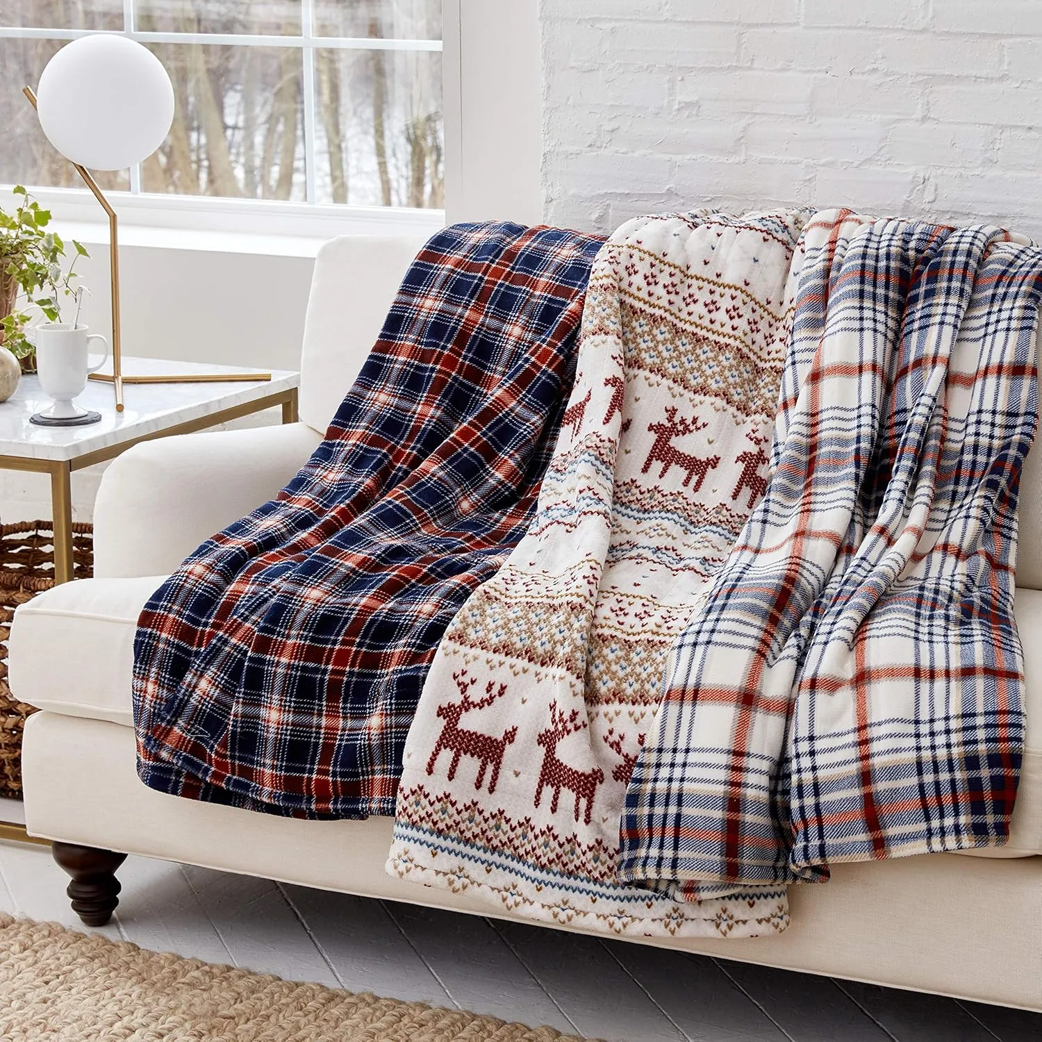 Eddie Bauer | Smart Heated Electric Throw Blanket - Reversible Sherpa - Wi-Fi Enabled - Compatible with Alexa, Google, iOS, Android - Fair Isle Silver