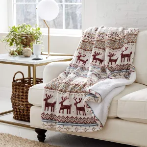 Eddie Bauer | Smart Heated Electric Throw Blanket - Reversible Sherpa - Wi-Fi Enabled - Compatible with Alexa, Google, iOS, Android - Fair Isle Silver