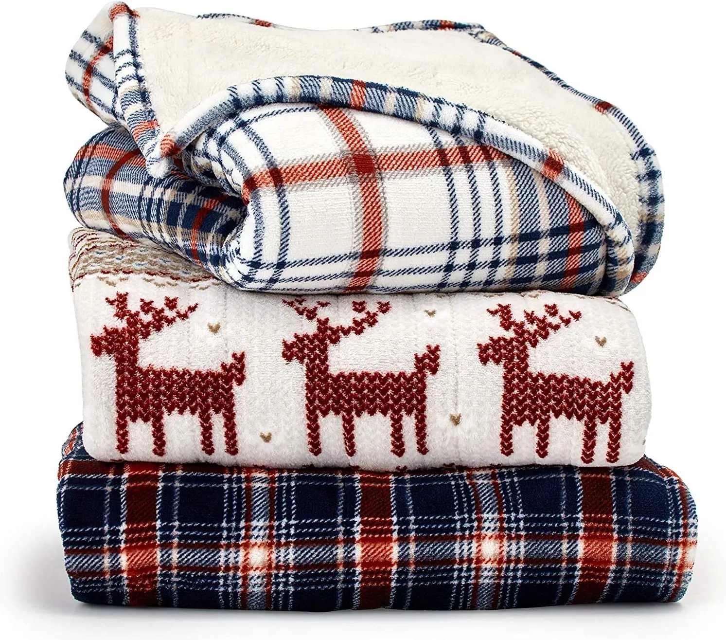Eddie Bauer | Smart Heated Electric Throw Blanket - Reversible Sherpa - Wi-Fi Enabled - Compatible with Alexa, Google, iOS, Android - Fair Isle Silver