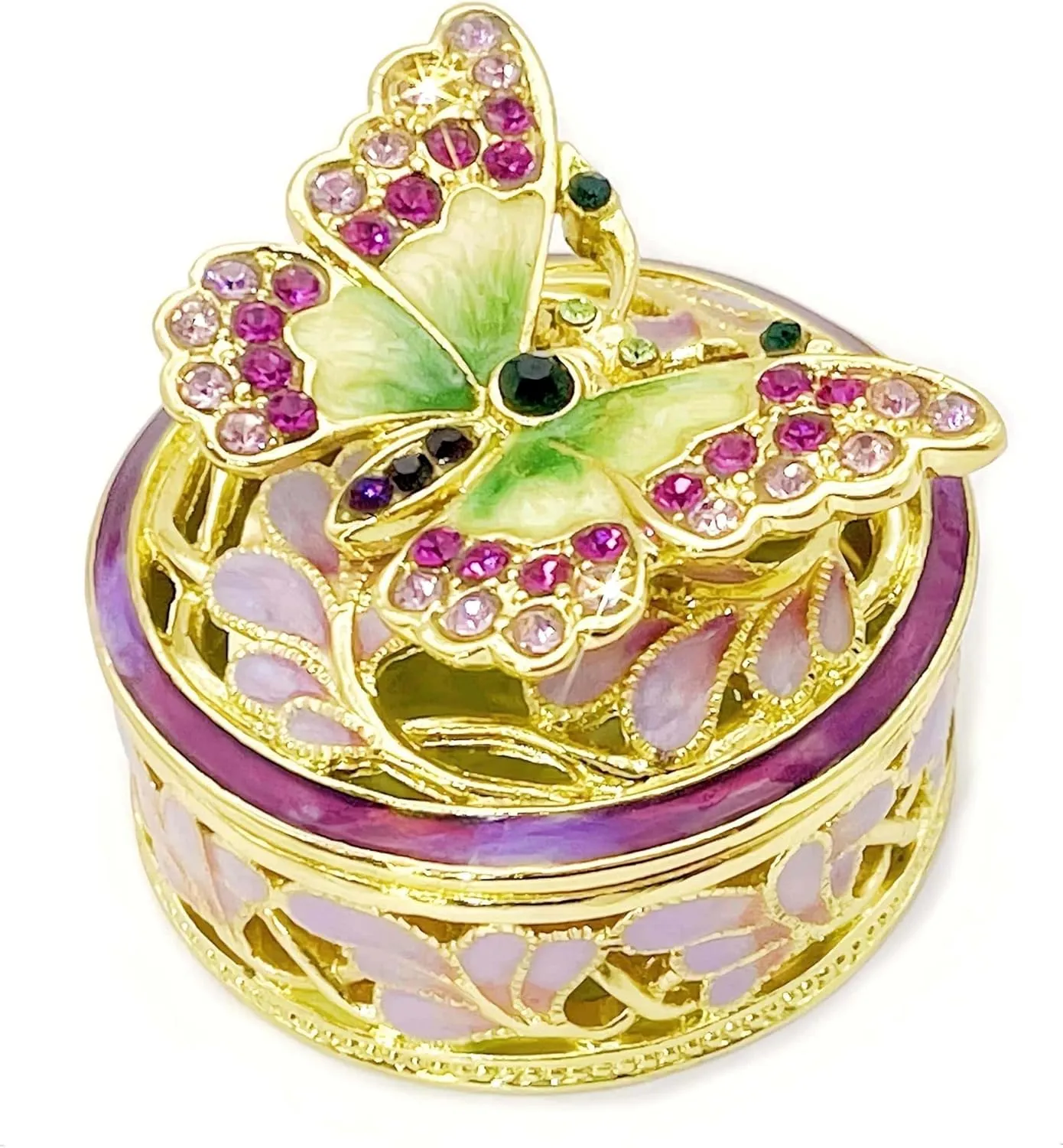 Elegant Butterfly Jewelry Trinket Boxes.Enameled Decorative Keepsake Ring Box Holder Necklace Earrings Organizer Home Decor.Butterfly Gifts for Women